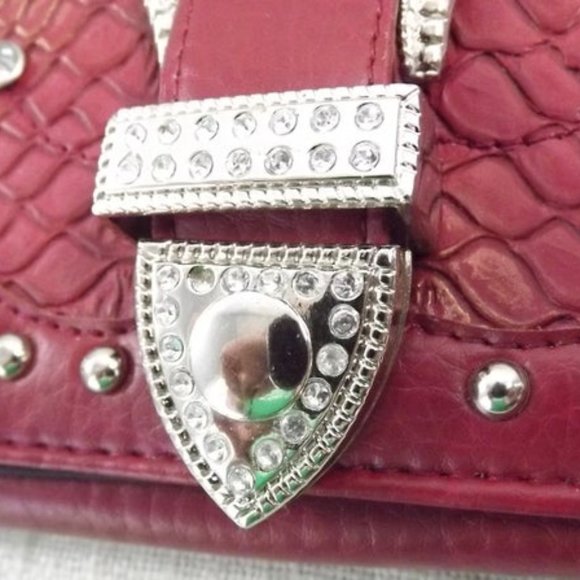 Southwestern Style Faux Leather Berry Red Wallet - Picture 5 of 7